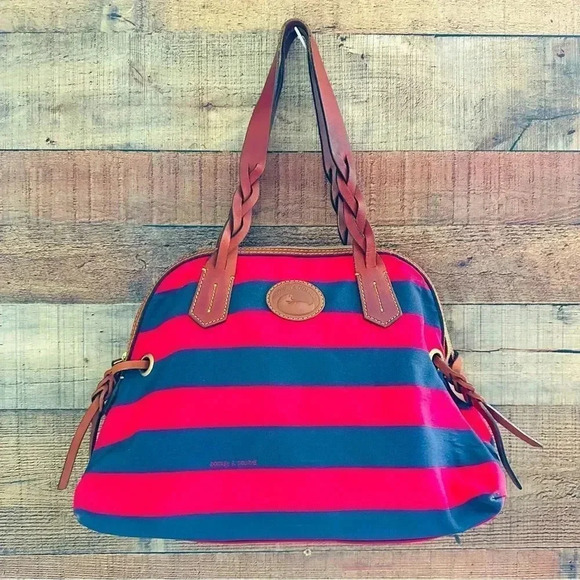 Dooney & Bourne Nylon Doomed Striped Satchel Shoulder Bag - Picture 1 of 13